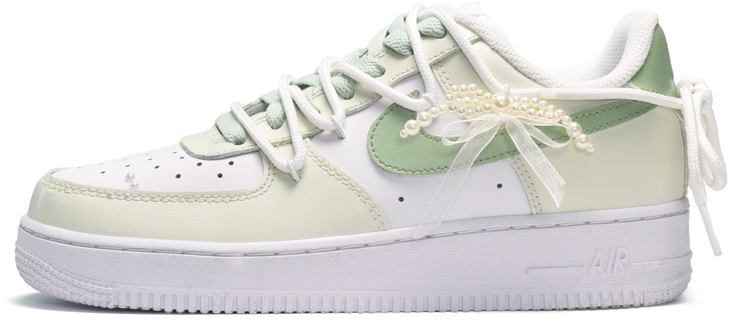 custom-shoes-nike-air-force-1-low-pearl-girl-summer-bubble-white-green