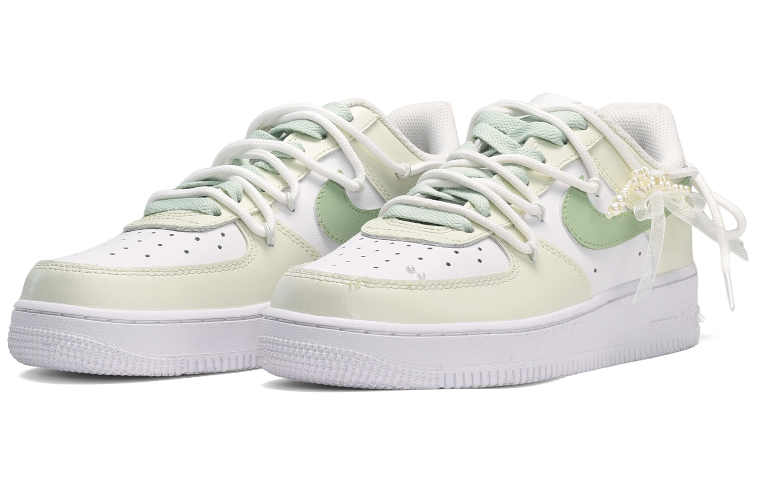 Lookbook [Kasut Khusus] Nike Air Force 1 Low 'Pearl Girl Summer Bubble Putih-Hijau' DD8959-100(TeamE-女款珍珠女孩白绿)