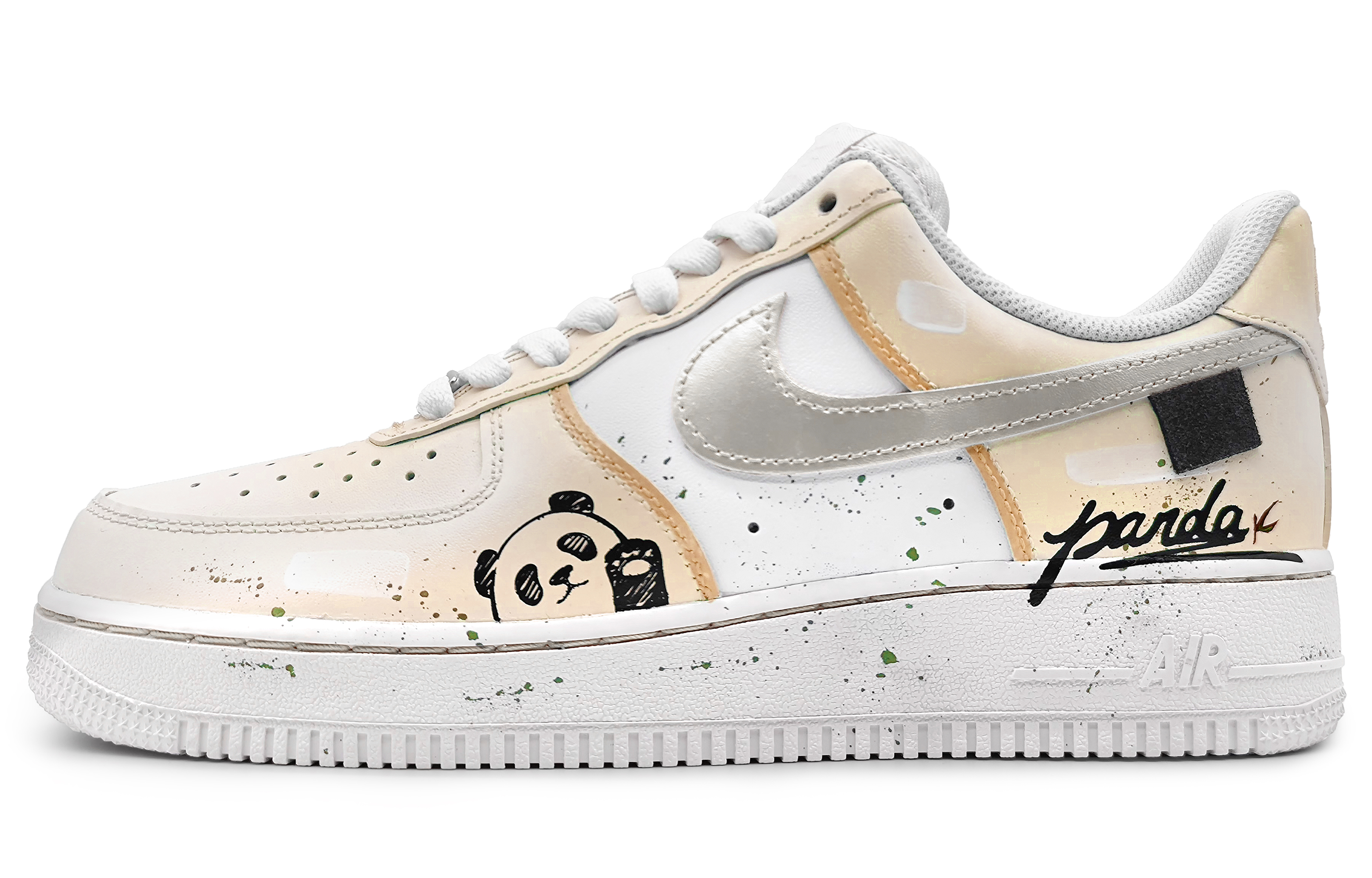 Buy 【訂製球鞋】Nike Air Force 1 Low 07 冷涼夏季 熊貓款式 珍珠金鉤 高溫爽快 低筒 板鞋 男款 黃灰