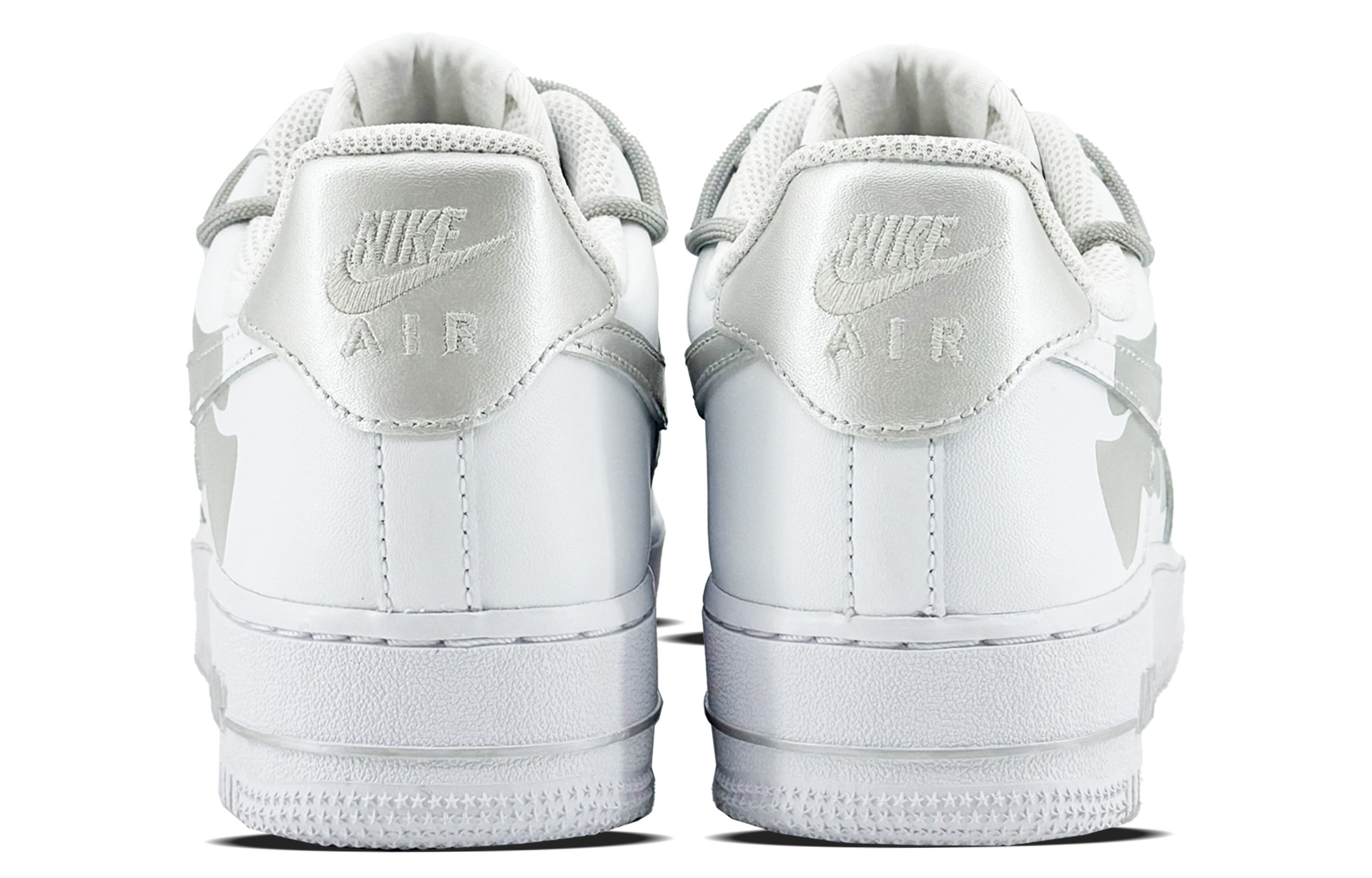 Purchase 【訂製球鞋】Nike Air Force 1 骨頭空軍 Cleanfit風 珠光銀 街頭復古情侶款 日常百搭 包覆性增高 低筒 板鞋 男女同款 白銀