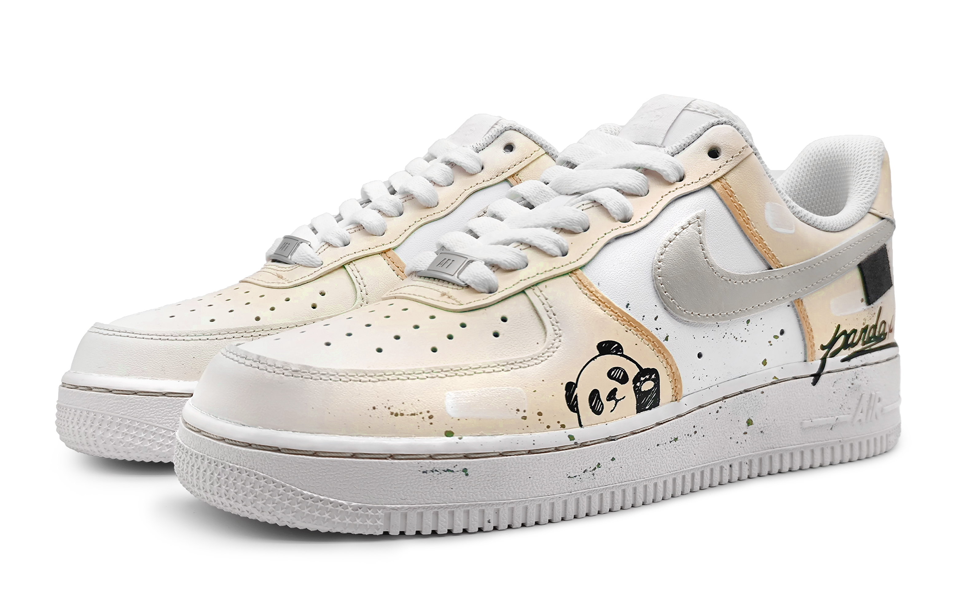 Lookbook [Zapatos Personalizados] Nike Air Force 1 Low 'Swoosh Panda Nacarado' DH2920-111(Team16-女款冰凉夏季黄)