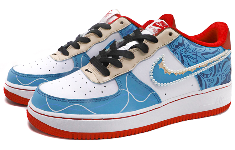 Shop [Sepatu Custom] Nike Air Force 1 Low 'Peking Opera' CV1724-100(TeamM-男款中国风京剧红白蓝)