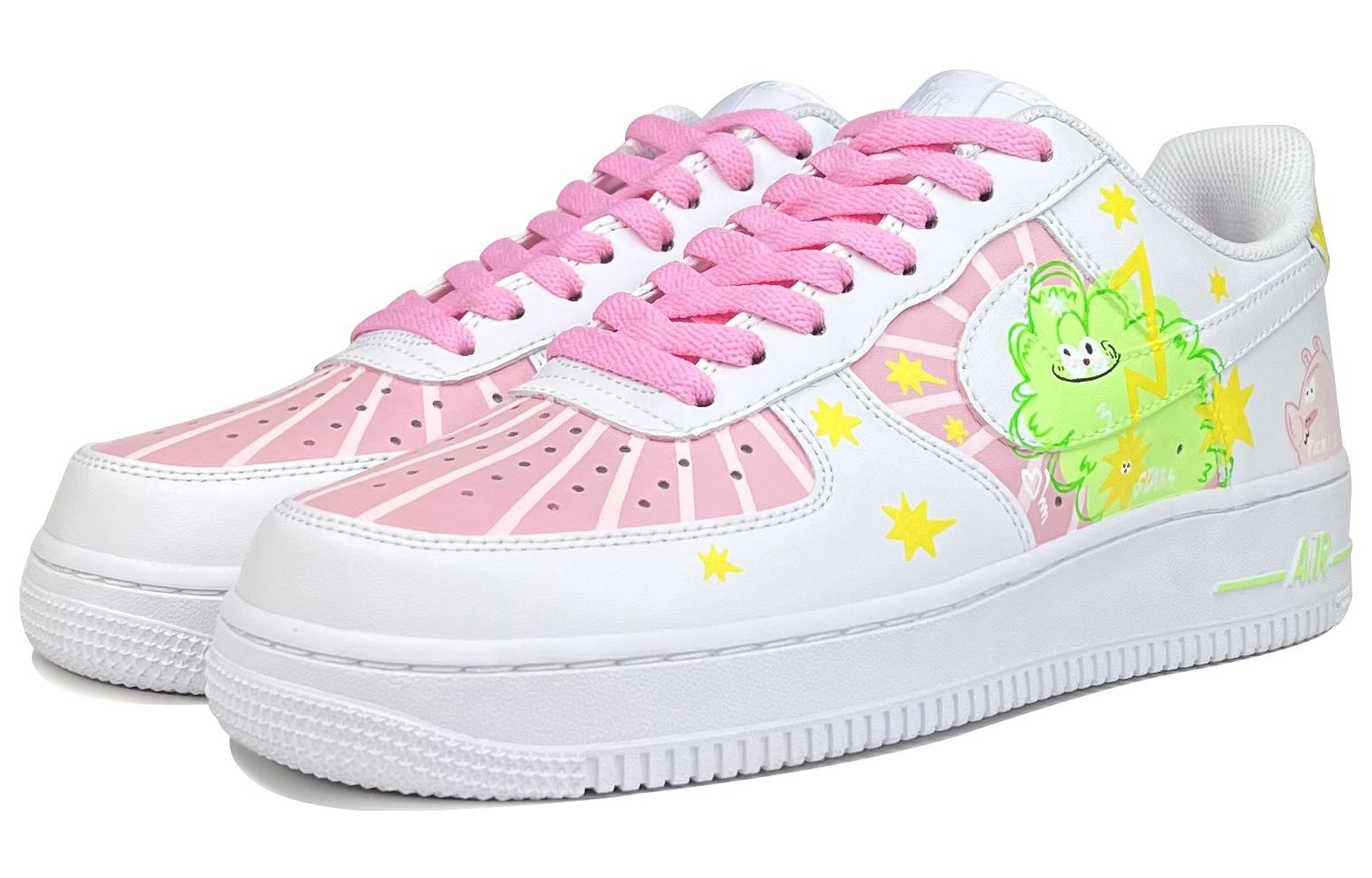 Lookbook 【定制球鞋】 Nike Air Force 1 Low 空軍一號 跳跳糖 小豬 手繪塗鴉 低幫 板鞋 男款 粉白綠
