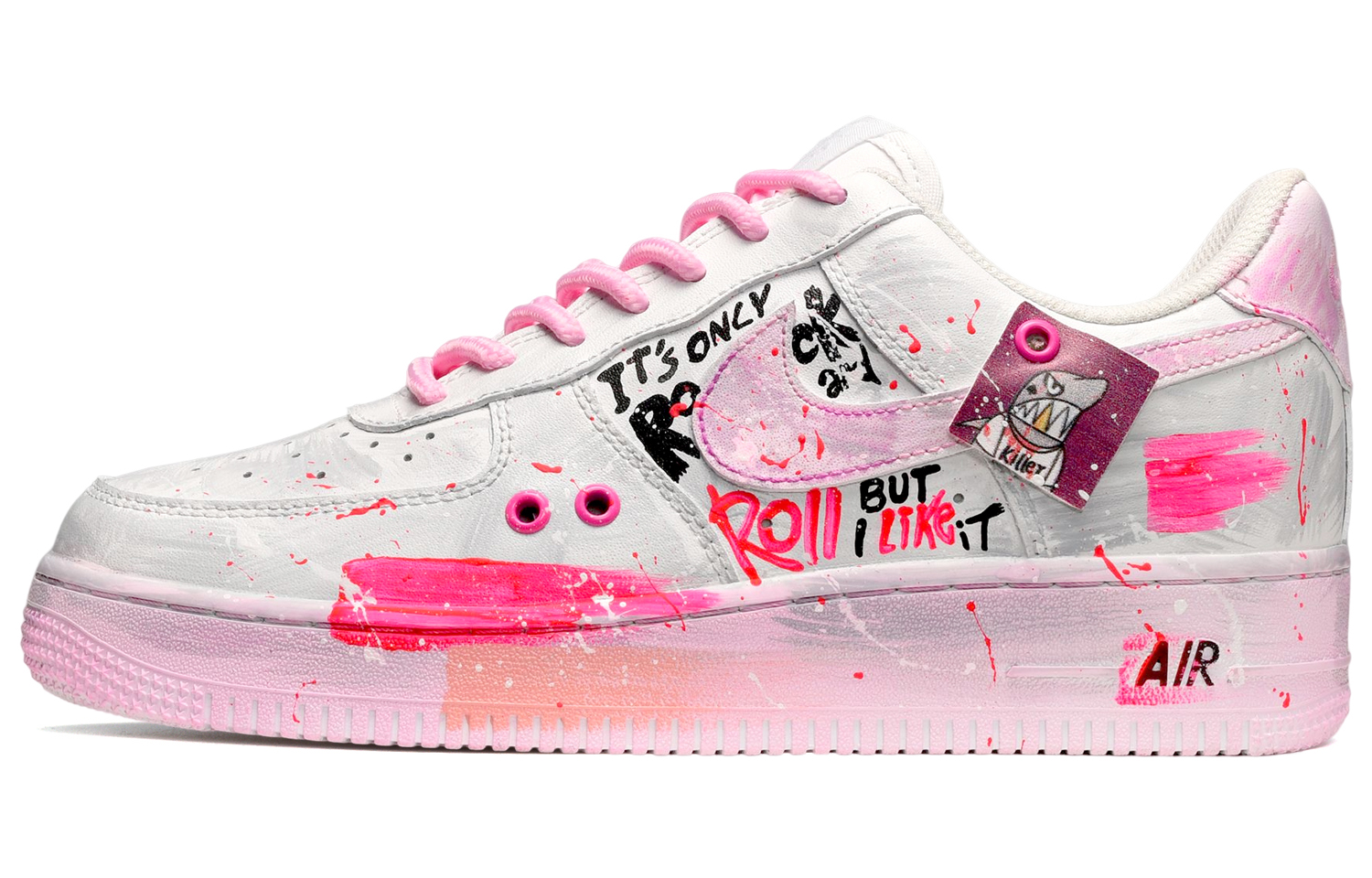 [Custom Shoes] Nike Air Force 1 Low 'Pink-White-Grey Graffiti'