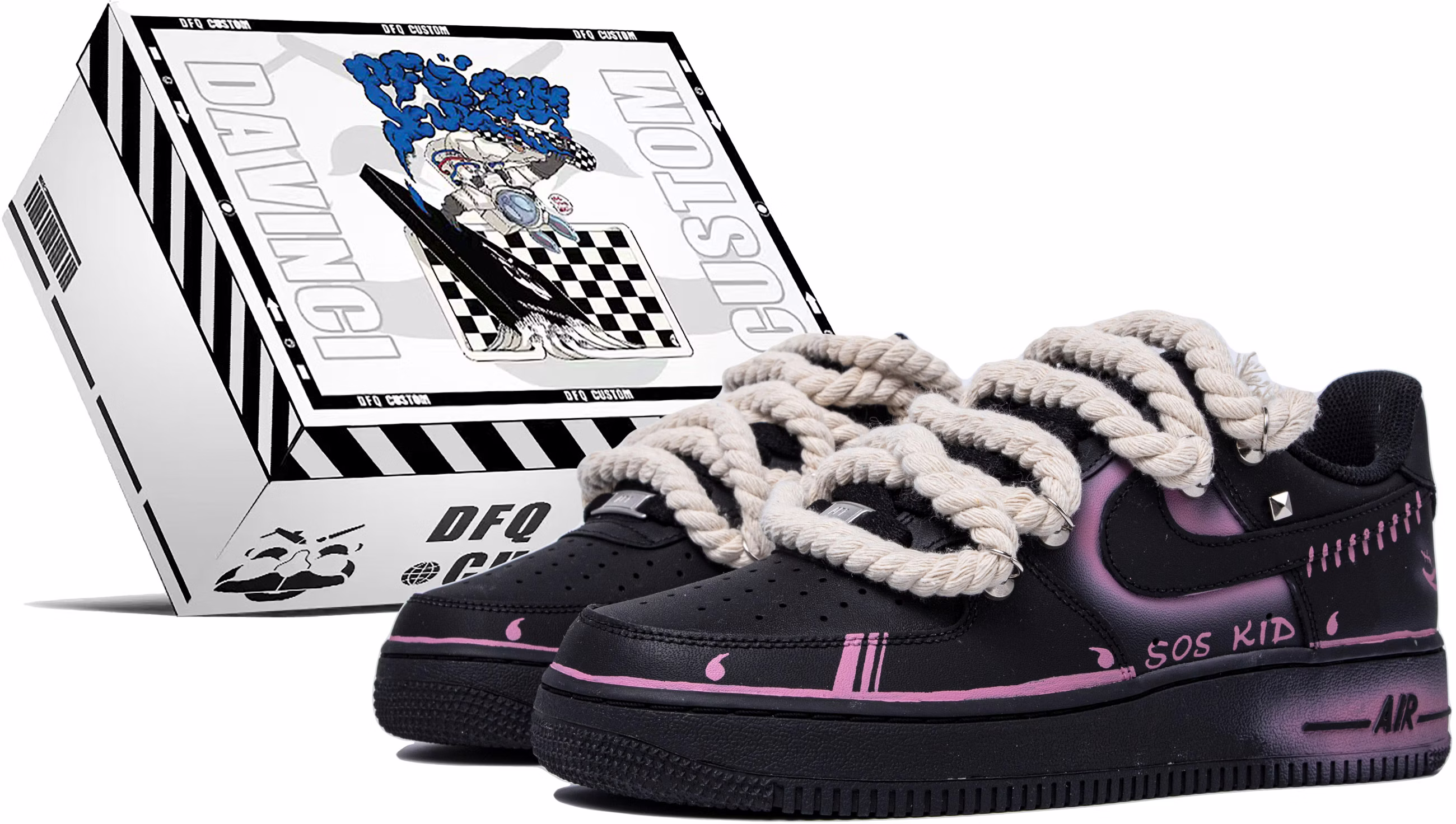 custom-shoes-nike-air-force-1-low-pink-black