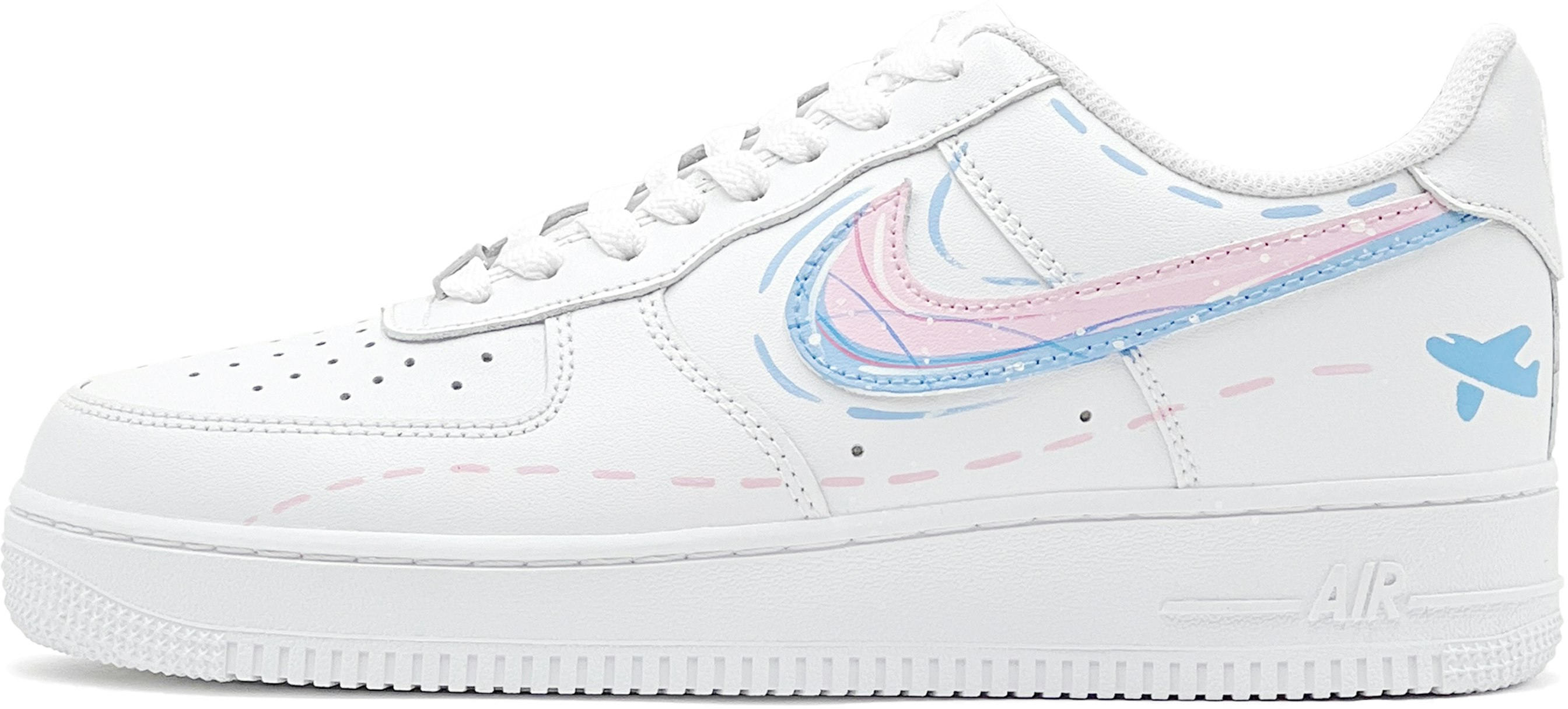 custom-shoes-nike-air-force-1-low-pink-blue-swoosh