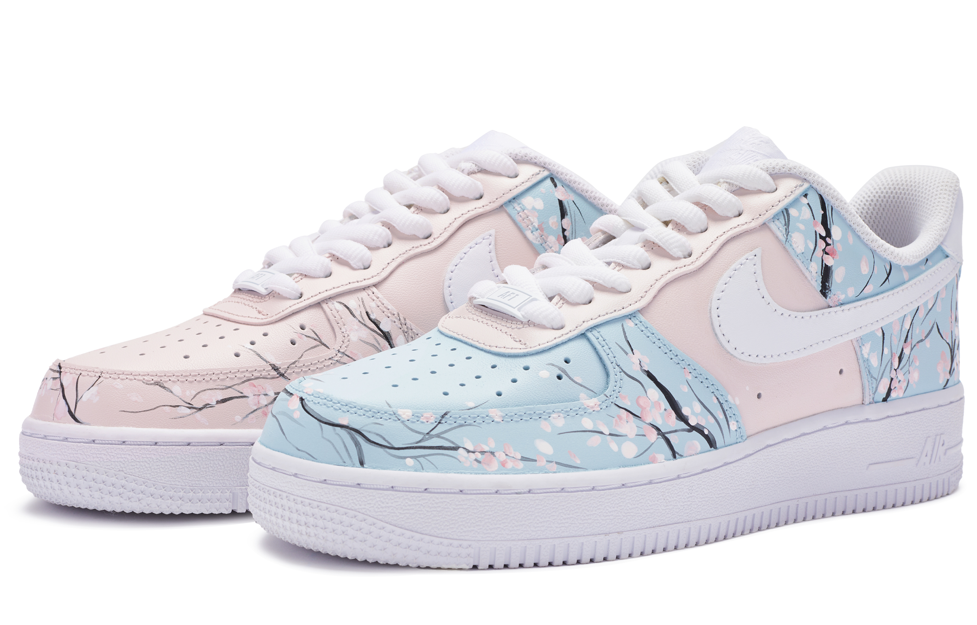 Lookbook [Sepatu Custom] Nike Air Force 1 Low 'Pink Cherry Blossom Mismatched' CW2288-111(TeamR-男款粉樱鸳鸯)