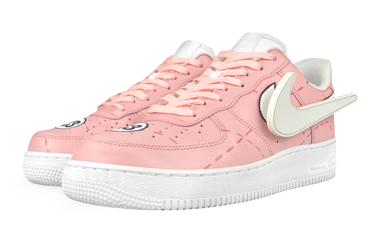 Shop [Kasut Custom] Nike Air Force 1 Rendah 'Lampu LED Cyberpunk Merah Jambu' CW2288-111(Team叁-男LED粉猪)