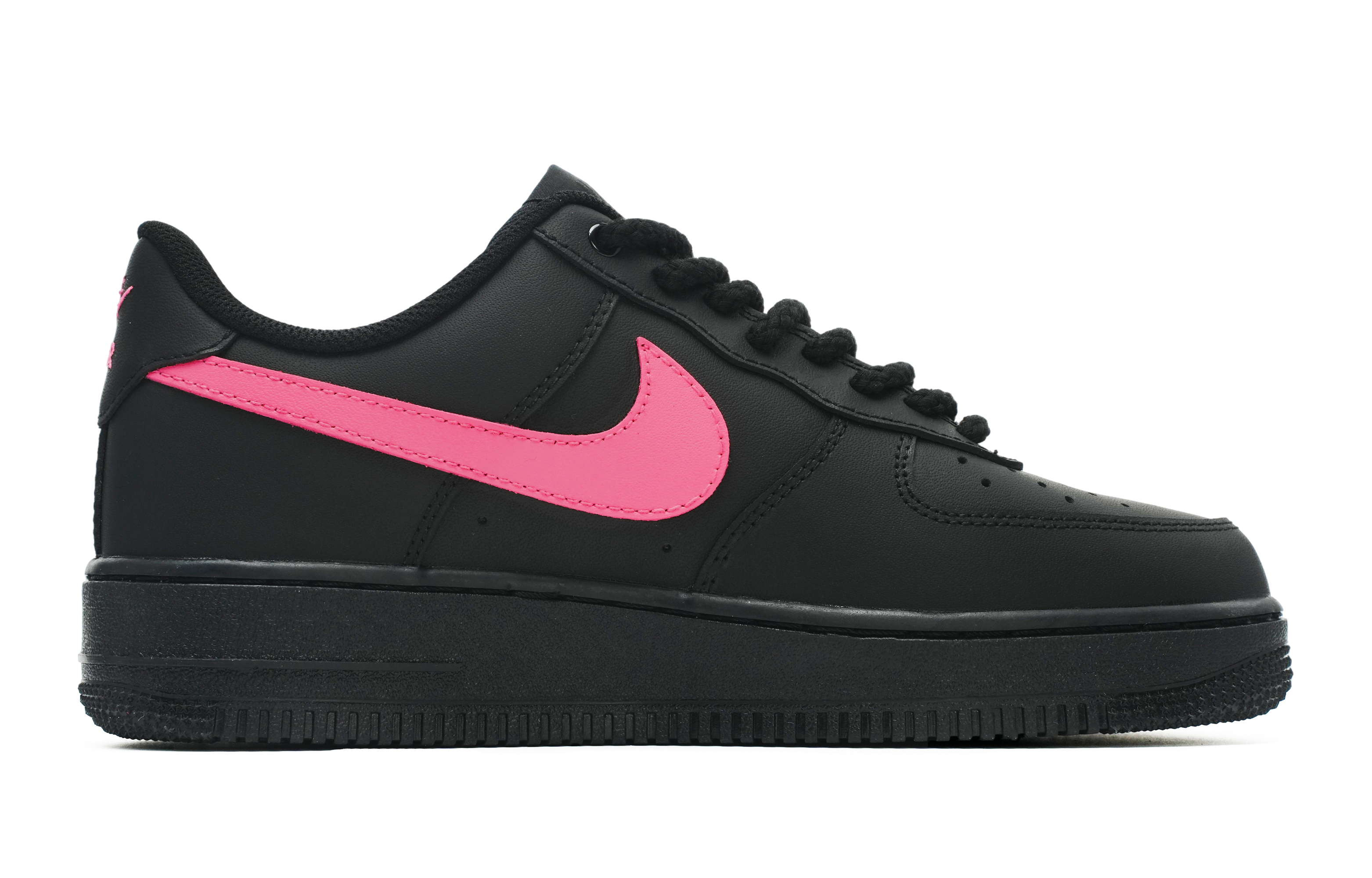 Order [Sepatu Custom] Nike Air Force 1 Low 'Pink Swoosh Lukis Tangan' 315122-001(Team11-粉勾男款黑粉S-BOX)