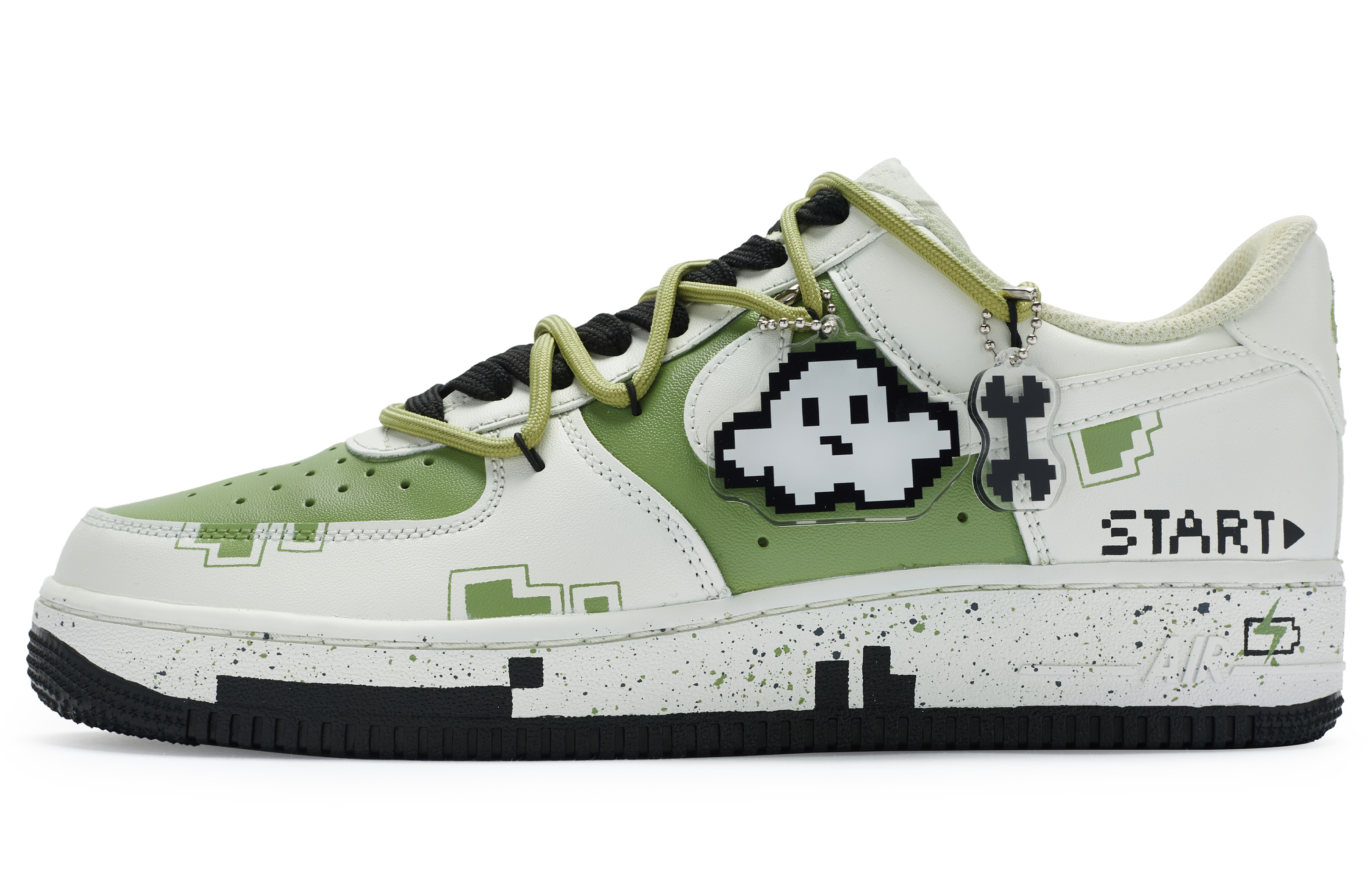 Buy [Sepatu Kustom] Nike Air Force 1 Low 'Pixel Jellyfish Graffiti' CW2288-111(Team80-男款BUG修补中米白绿)