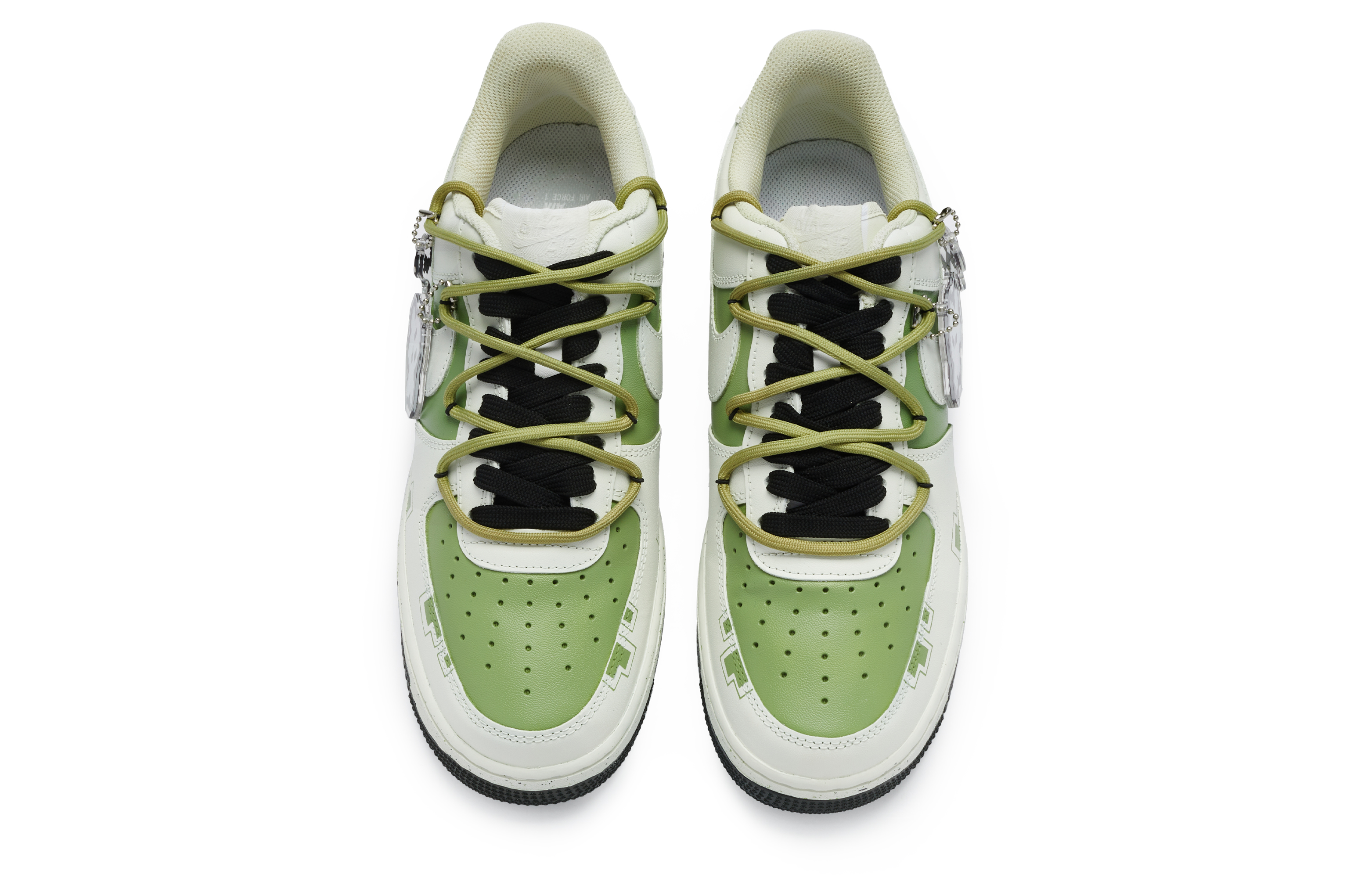 Shop [Sepatu Kustom] Nike Air Force 1 Low 'Pixel Jellyfish Graffiti' CW2288-111(Team80-男款BUG修补中米白绿)