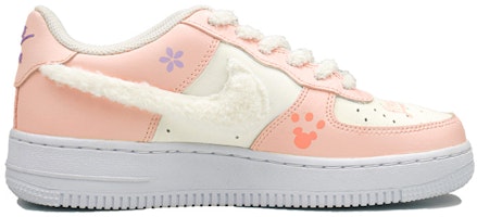 【定制球鞋】Nike Air Force 1 Low 07 空軍一號 毛絨狐狸 爪印 手繪 甜酷風 休閒 低幫 板鞋 GS 粉白 Order 【定制球鞋】Nike Air Force 1 Low 07 空軍一號 毛絨狐狸 爪印 手繪 甜酷風 休閒 低幫 板鞋 GS 粉白