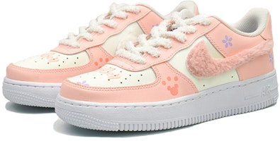 【定制球鞋】Nike Air Force 1 Low 07 空軍一號 毛絨狐狸 爪印 手繪 甜酷風 休閒 低幫 板鞋 GS 粉白 Lookbook 【定制球鞋】Nike Air Force 1 Low 07 空軍一號 毛絨狐狸 爪印 手繪 甜酷風 休閒 低幫 板鞋 GS 粉白