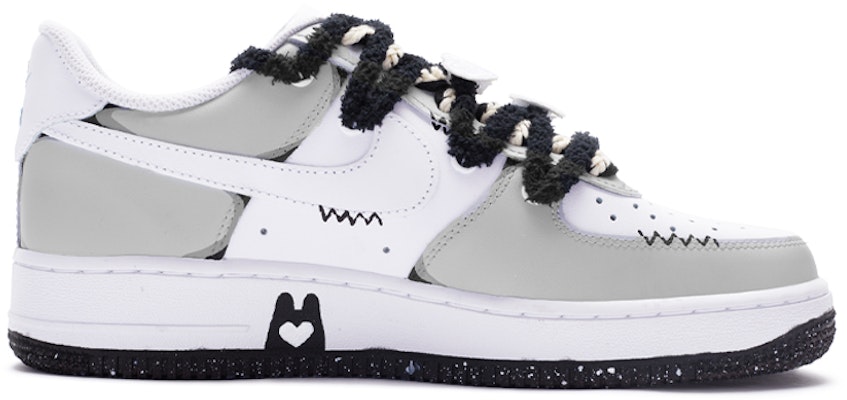 【定制球鞋】 Nike Air Force 1 Low 07 偷心惡作劇 潑墨 解構鞋帶 低幫 板鞋 男款 白灰黑 Order 【定制球鞋】 Nike Air Force 1 Low 07 偷心惡作劇 潑墨 解構鞋帶 低幫 板鞋 男款 白灰黑