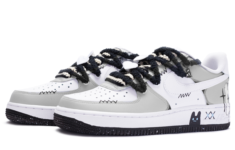 Lookbook 【定制球鞋】 Nike Air Force 1 Low 07 偷心惡作劇 潑墨 解構鞋帶 低幫 板鞋 男款 白灰黑