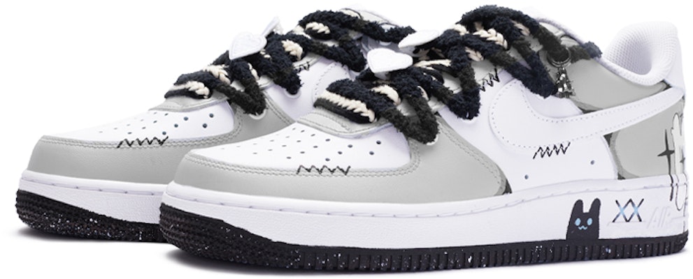 【定制球鞋】 Nike Air Force 1 Low 07 偷心惡作劇 潑墨 解構鞋帶 低幫 板鞋 男款 白灰黑 Lookbook 【定制球鞋】 Nike Air Force 1 Low 07 偷心惡作劇 潑墨 解構鞋帶 低幫 板鞋 男款 白灰黑