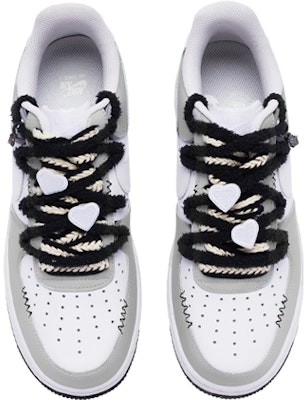 【定制球鞋】 Nike Air Force 1 Low 07 偷心惡作劇 潑墨 解構鞋帶 低幫 板鞋 男款 白灰黑 Shop 【定制球鞋】 Nike Air Force 1 Low 07 偷心惡作劇 潑墨 解構鞋帶 低幫 板鞋 男款 白灰黑