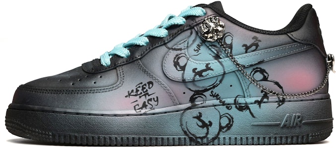 【定制球鞋】 Nike Air Force 1 Low 空軍一號 龐克小熊 低幫 板鞋 男款 黑藍粉 Buy 【定制球鞋】 Nike Air Force 1 Low 空軍一號 龐克小熊 低幫 板鞋 男款 黑藍粉