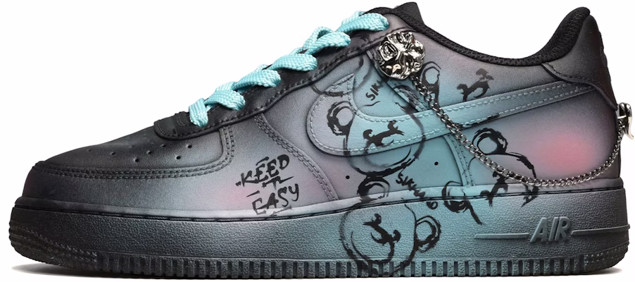 【定制球鞋】 Nike Air Force 1 Low 空軍一號 龐克小熊 低幫 板鞋 男款 黑藍粉 Buy 【定制球鞋】 Nike Air Force 1 Low 空軍一號 龐克小熊 低幫 板鞋 男款 黑藍粉