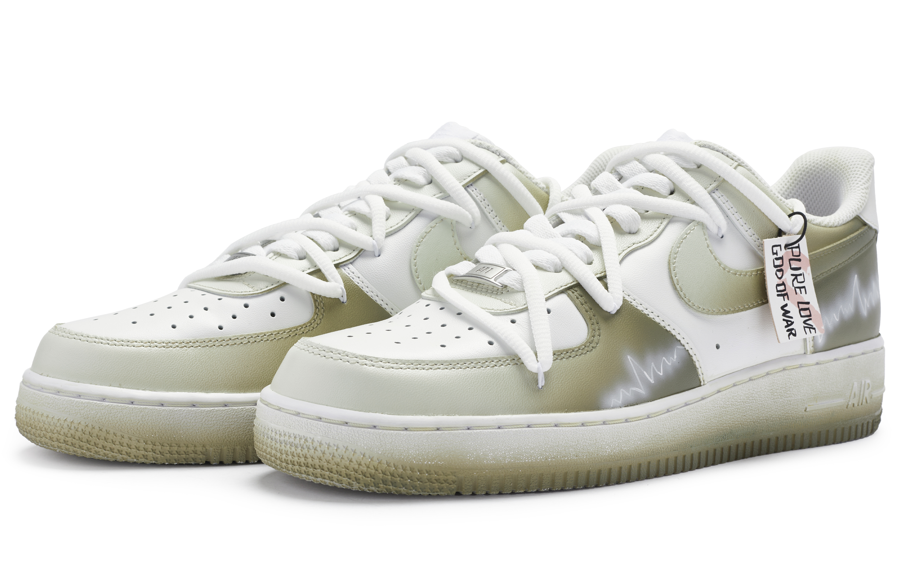 Lookbook [Sepatu Kustom] Nike Air Force 1 Low 'Pure Love Warrior' CW2288-111(Team80-男款纯爱战士绿灰白)