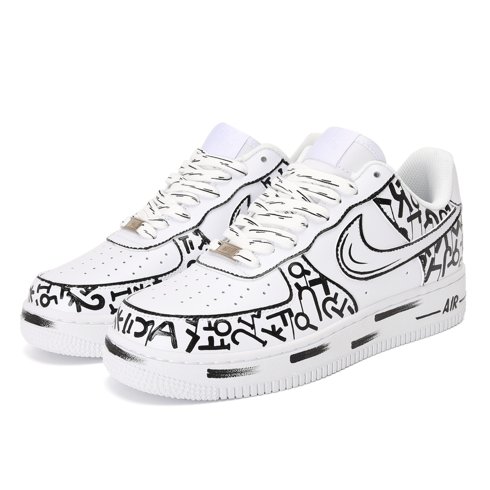 Lookbook [Zapatillas Personalizadas] Nike Air Force 1 Low 'Blanco Puro' CW2288-111(Team23-男款-字符-纯白)