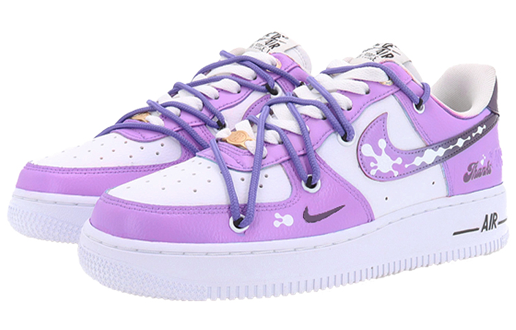 Lookbook [Kasut Custom] Nike Air Force 1 Low 'Ungu Putih Graffiti' DQ7658-100(Team10--艺术涂鸦)