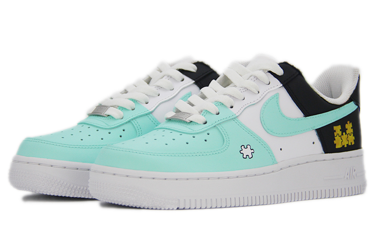 Shop [Sepatu Custom] Nike Air Force 1 Rendah 'Teka-teki Hitam-Biru' CW2288-111（TEAM110-拼图玩家SBOX）