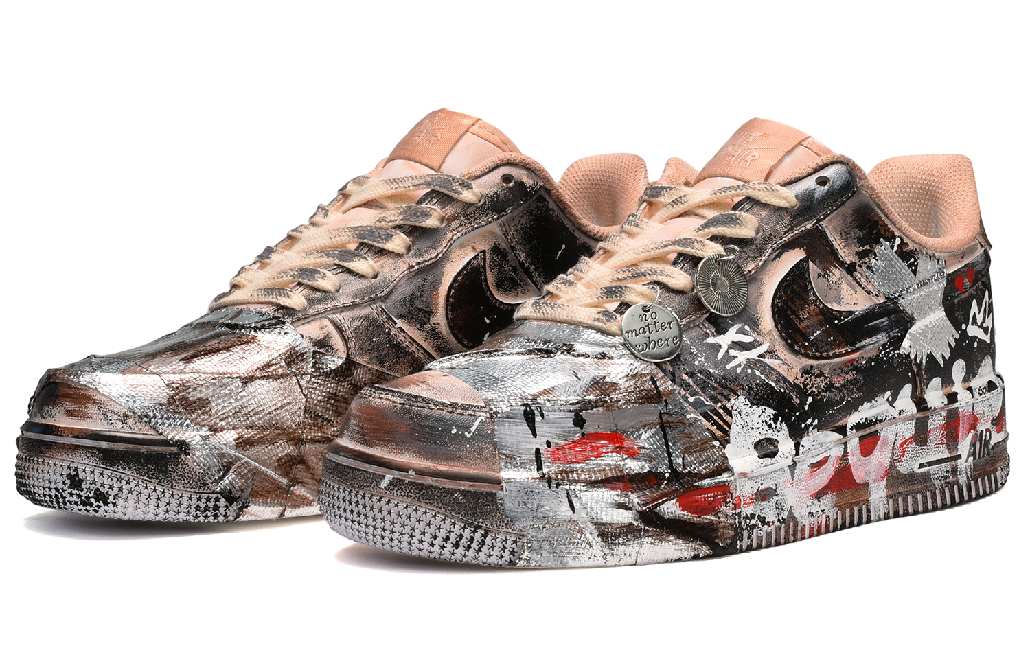 Lookbook Zapatillas Nike Air Force 1 Low 'Qi Xi Apocalipsis Negro Blanco Rojo' CW2288-111(TeamE-男款末日战神黑白红)