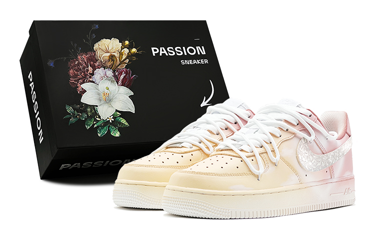 Buy 【訂製球鞋】 Nike Air Force 1 Low 空軍一號 彩虹漸變噴繪 特殊SWOOSH 特殊鞋盒 低筒 休閒板鞋 GS 黃