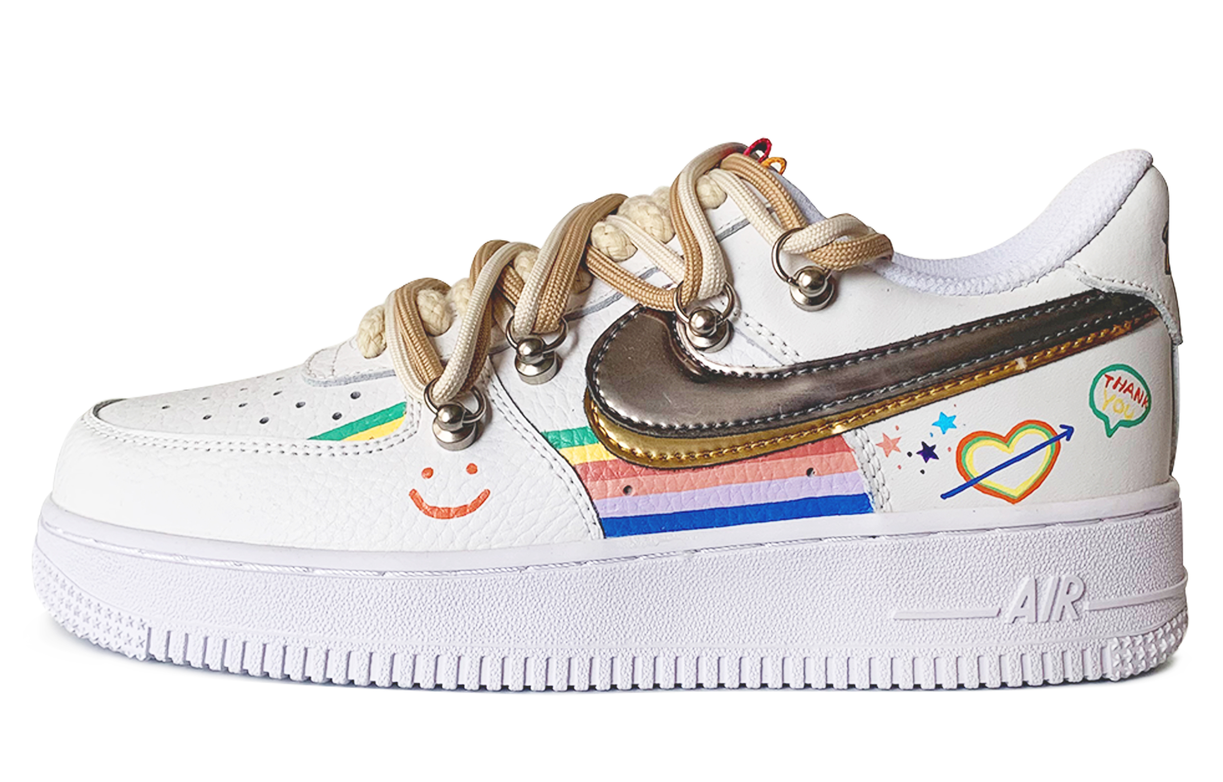 [Custom Shoes] Nike Air Force 1 Low 'Rainbow Graffiti White Platinum Silver'