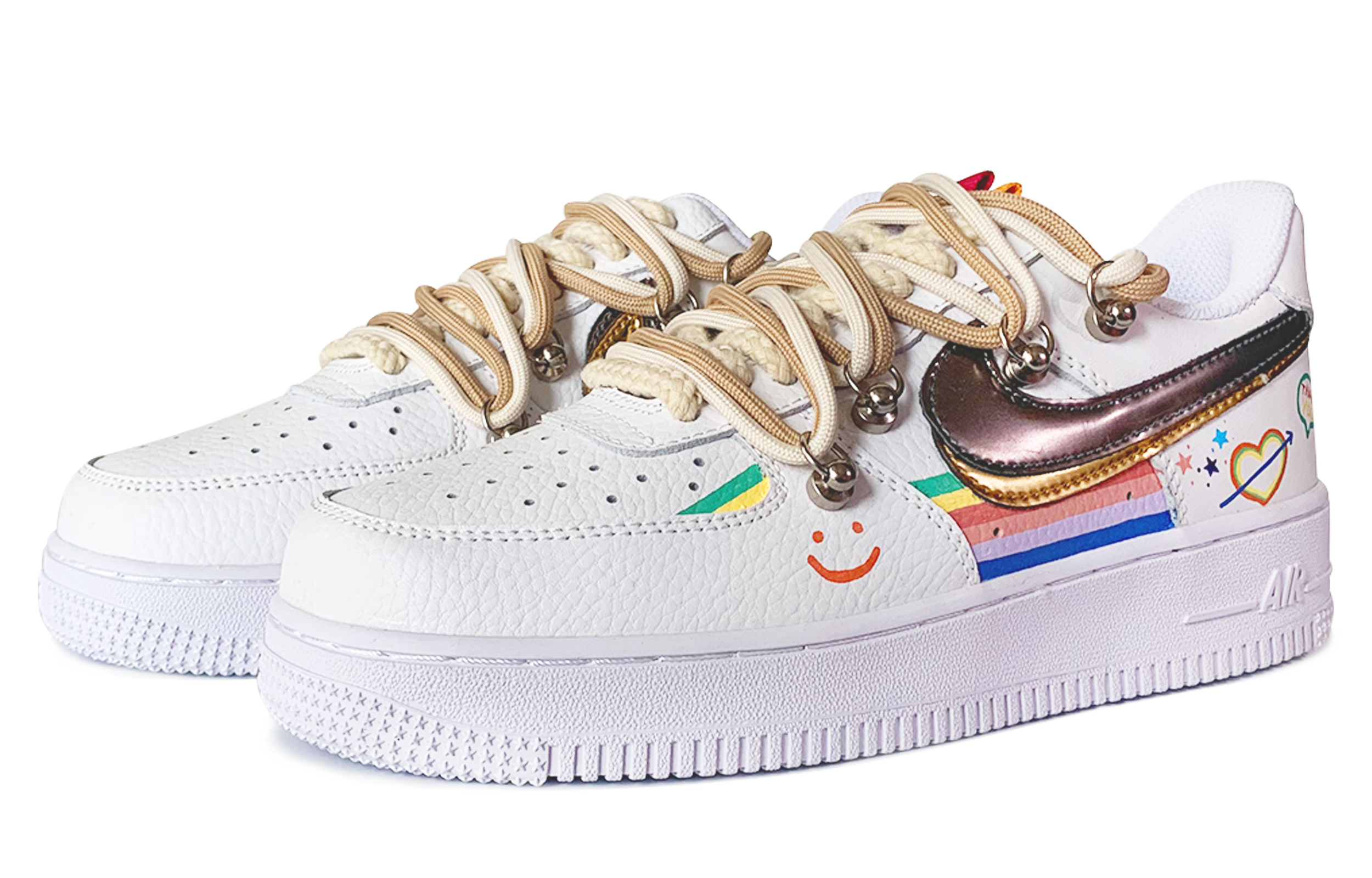 [Custom Shoes] Nike Air Force 1 Low 'Rainbow Graffiti White Platinum Silver' 圖 3