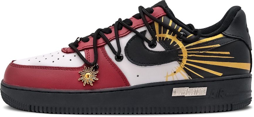 【客製化球鞋】Nike Air Force 1 Low 空軍一號 烏鴉製造 太陽神 赫利俄斯 低筒 板鞋 GS 紅黑金 Buy 【客製化球鞋】Nike Air Force 1 Low 空軍一號 烏鴉製造 太陽神 赫利俄斯 低筒 板鞋 GS 紅黑金