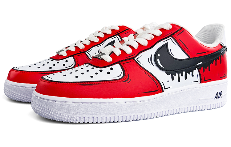 Lookbook [Zapatillas Personalizadas] Nike Air Force 1 Low 'Clásico Rojo y Negro' CW2288-111（Team13-二次元漫画风红黑A）