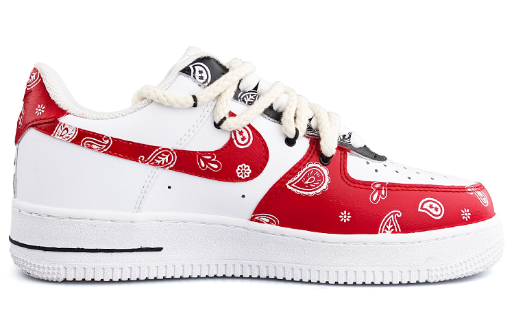 Order 【カスタムシューズ】ナイキエアフォース1ロー『レッドブラックペイズリー』 CW2288-111（Team13-鸳鸯腰果花E）