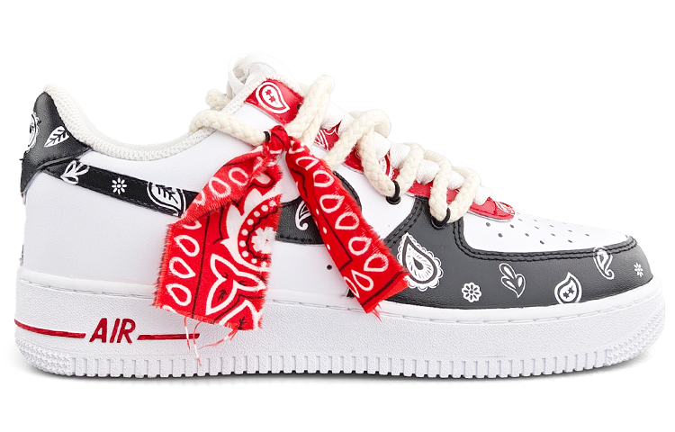 Lookbook 【カスタムシューズ】ナイキエアフォース1ロー『レッドブラックペイズリー』 CW2288-111（Team13-鸳鸯腰果花E）