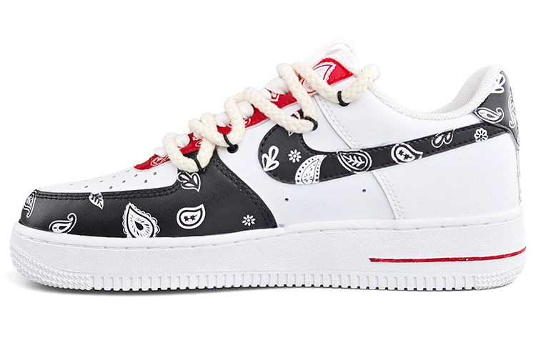 Shop 【カスタムシューズ】ナイキエアフォース1ロー『レッドブラックペイズリー』 CW2288-111（Team13-鸳鸯腰果花E）