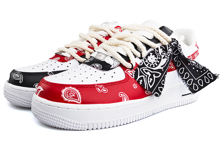 Purchase 【カスタムシューズ】ナイキエアフォース1ロー『レッドブラックペイズリー』 CW2288-111（Team13-鸳鸯腰果花E）