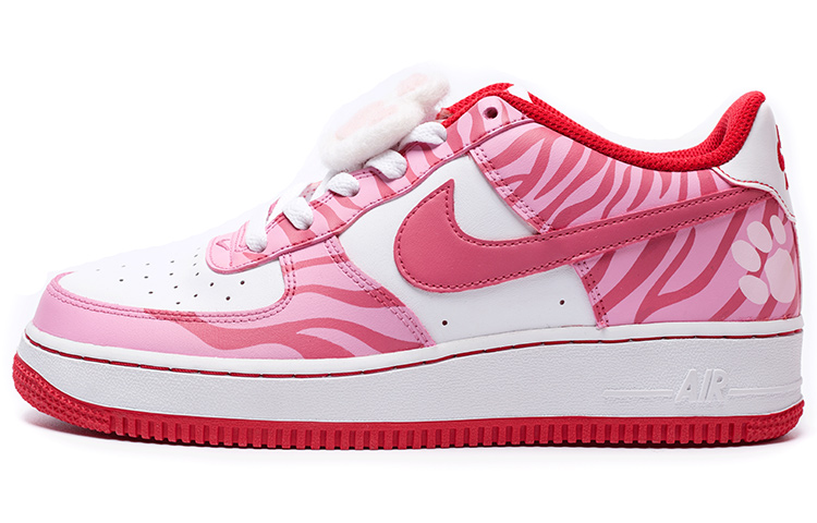 Buy [カスタムシューズ] ナイキ エアフォース1 ロー「赤白リトルロックパーク虎縞の足跡」 CW1575-100(Team1-女款虎纹猫爪粉色）