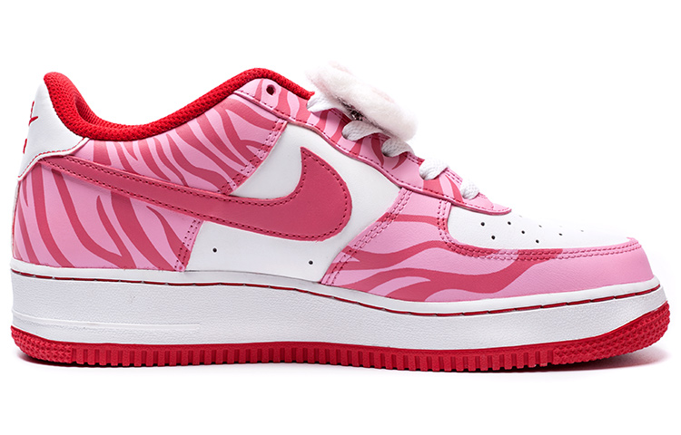 Order [カスタムシューズ] ナイキ エアフォース1 ロー「赤白リトルロックパーク虎縞の足跡」 CW1575-100(Team1-女款虎纹猫爪粉色）