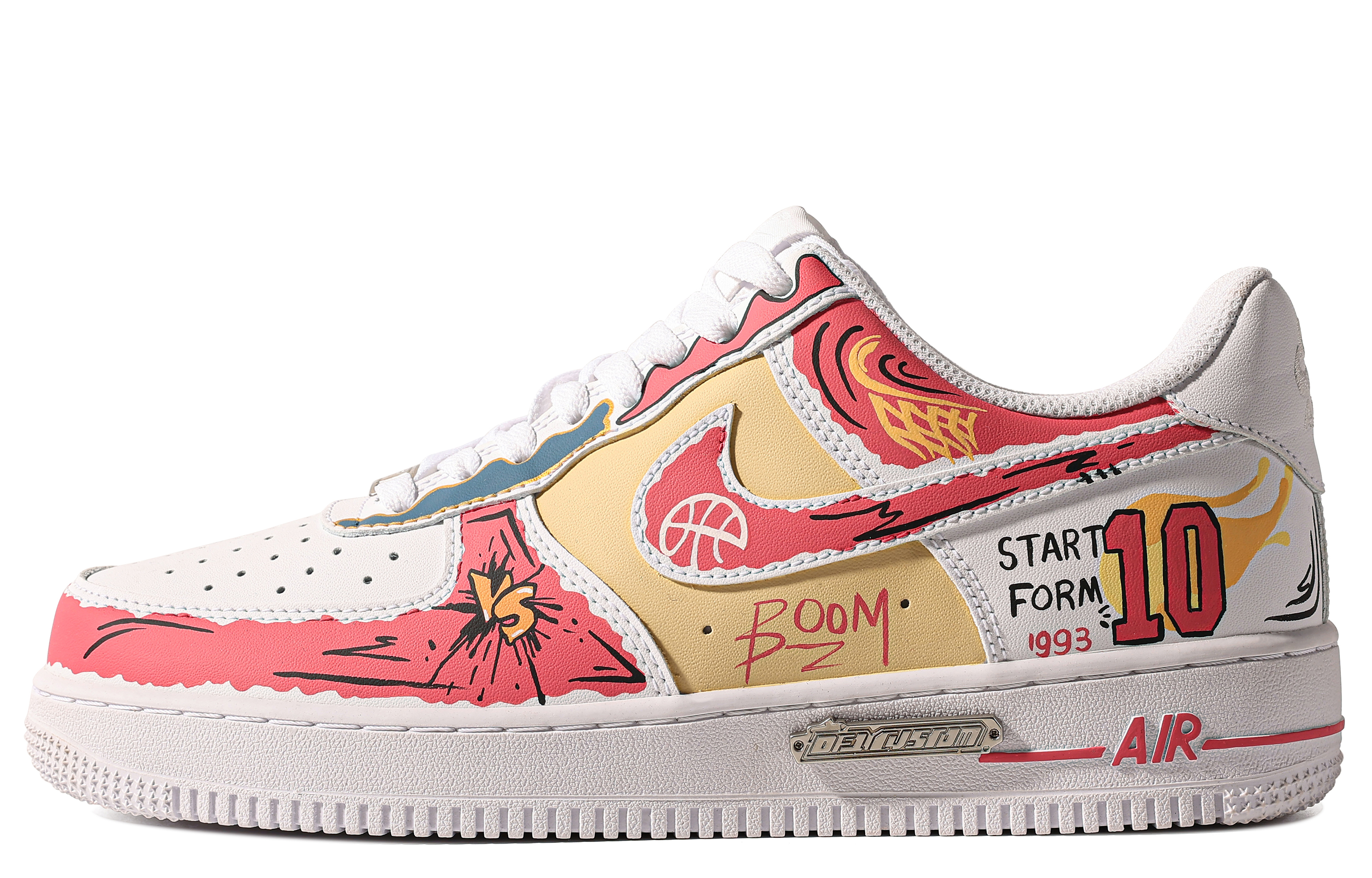 Buy [Nike Air Force 1 Custom] Rendah 'Graffiti Merah Kuning Putih' CW2288-111(TeamM-男款热血高校S-BOX)