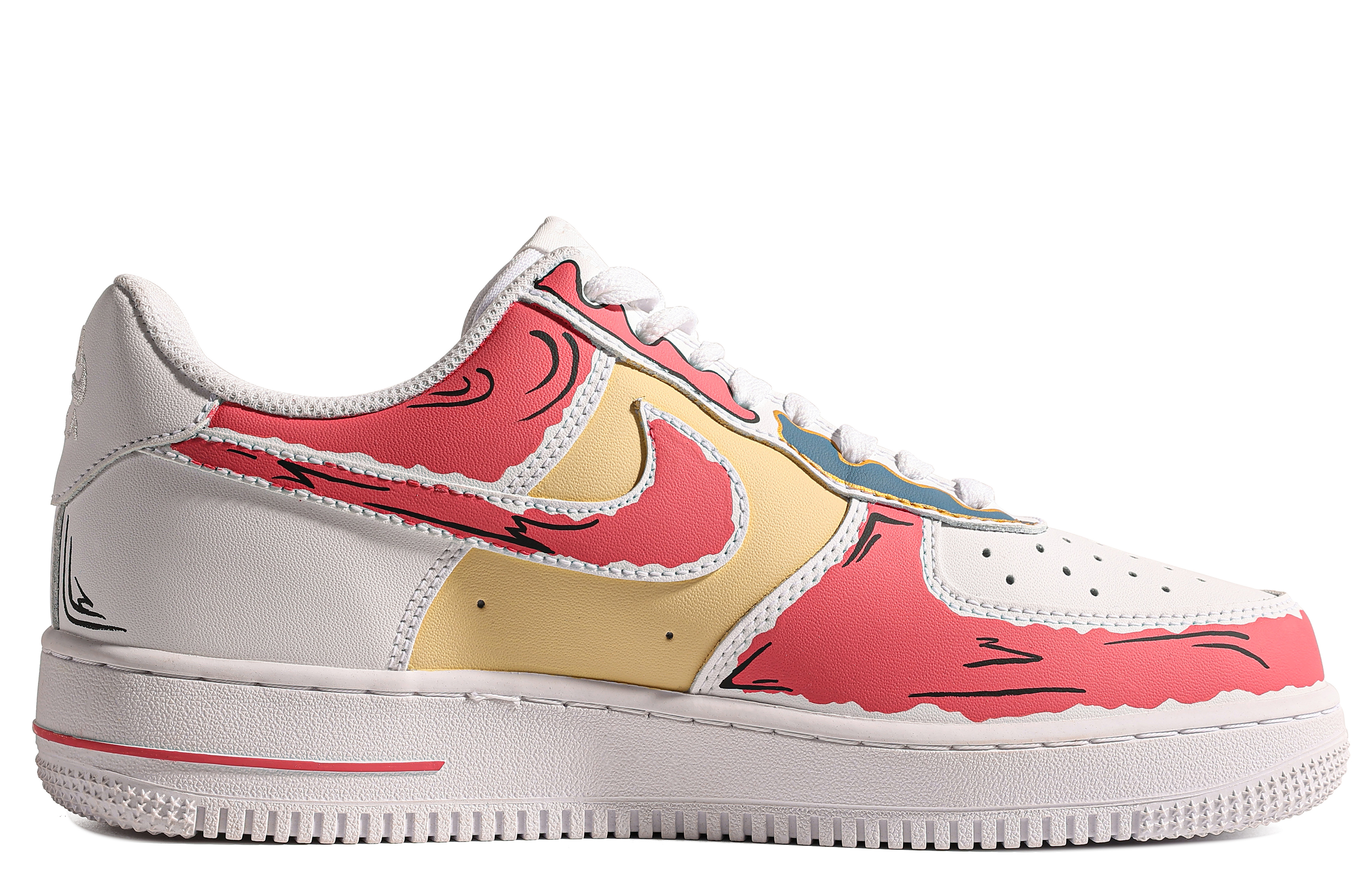Order [Nike Air Force 1 Custom] Rendah 'Graffiti Merah Kuning Putih' CW2288-111(TeamM-男款热血高校S-BOX)