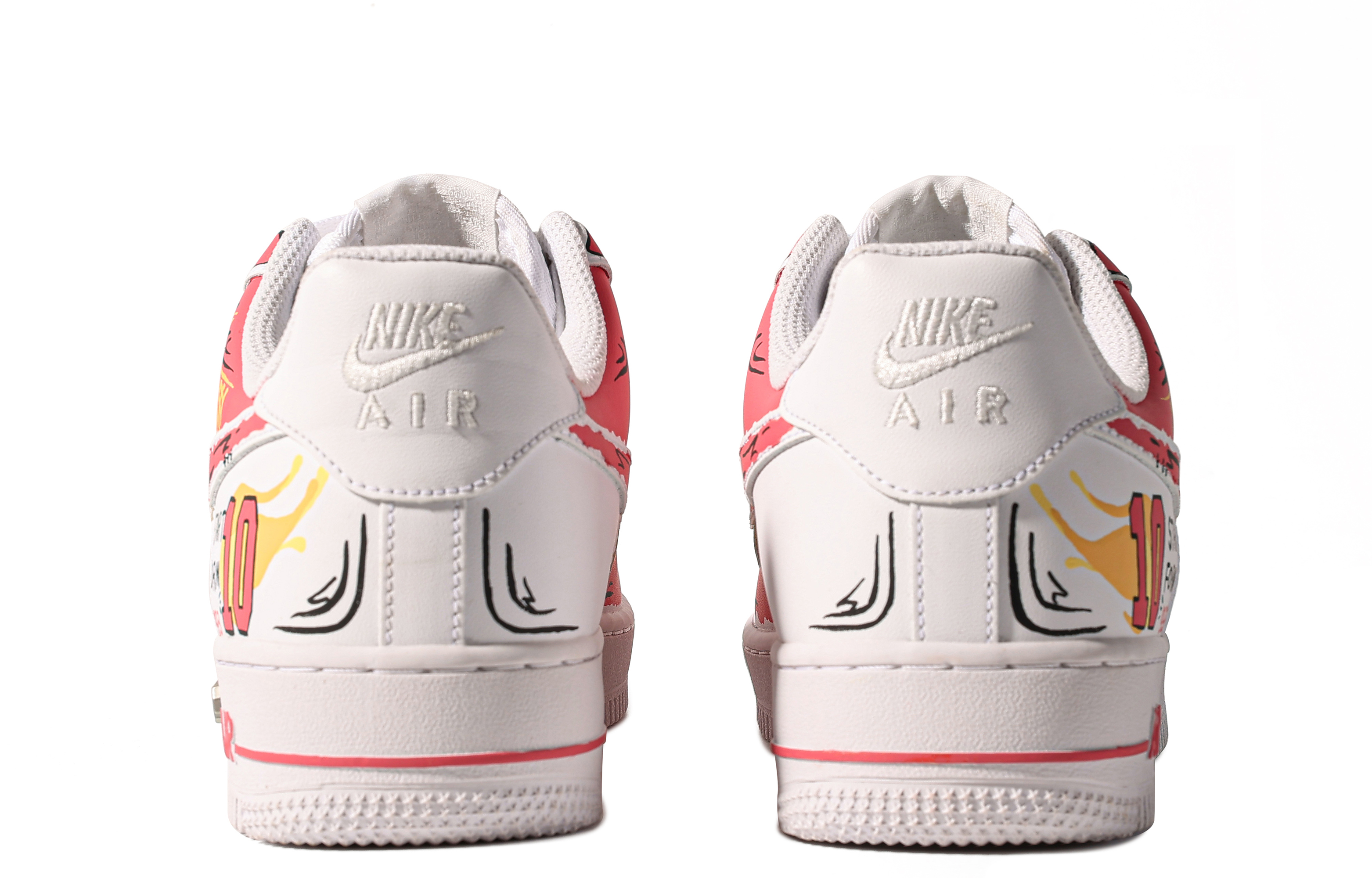 Shop [Nike Air Force 1 Custom] Rendah 'Graffiti Merah Kuning Putih' CW2288-111(TeamM-男款热血高校S-BOX)