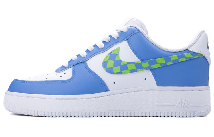 Buy [Sepatu Custom] Nike Air Force 1 Rendah 'Retro Alien Kotak Pelangi Biru Hijau Putih' CW2288-111(Team18-AF低帮男款蓝绿棋盘格)