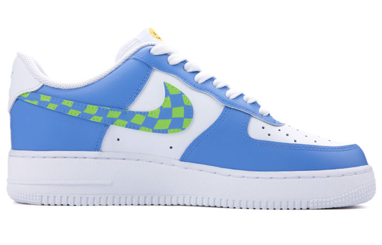 Order [Sepatu Custom] Nike Air Force 1 Rendah 'Retro Alien Kotak Pelangi Biru Hijau Putih' CW2288-111(Team18-AF低帮男款蓝绿棋盘格)