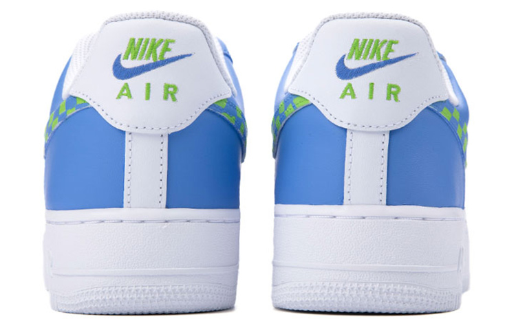 Shop [Sepatu Custom] Nike Air Force 1 Rendah 'Retro Alien Kotak Pelangi Biru Hijau Putih' CW2288-111(Team18-AF低帮男款蓝绿棋盘格)