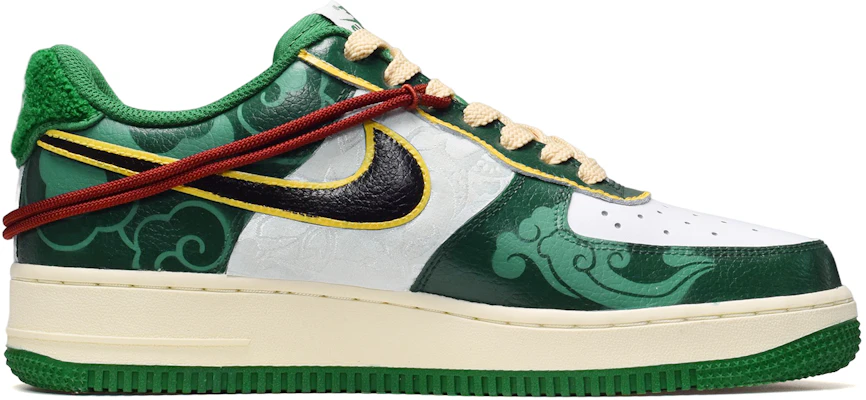 【訂製球鞋】Nike Air Force 1 Low 空軍一號 卡斯製造 復古國風 翔雲紋理 低筒 板鞋 男款 白綠 Order 【訂製球鞋】Nike Air Force 1 Low 空軍一號 卡斯製造 復古國風 翔雲紋理 低筒 板鞋 男款 白綠