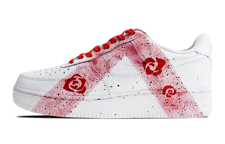 Buy 【定制球鞋】Nike Air Force 1 Low 是在玩鞋 礼盒 灯带 倒V泼墨 玫瑰 低帮 板鞋 GS 白红