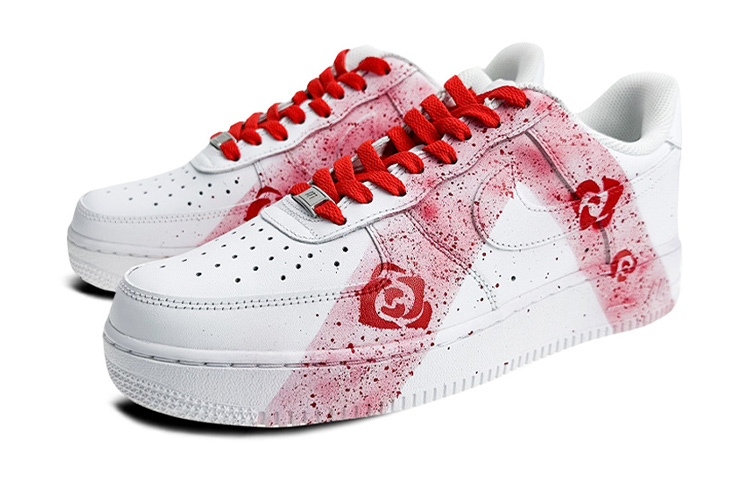 Lookbook 【定制球鞋】Nike Air Force 1 Low 是在玩鞋 礼盒 灯带 倒V泼墨 玫瑰 低帮 板鞋 GS 白红