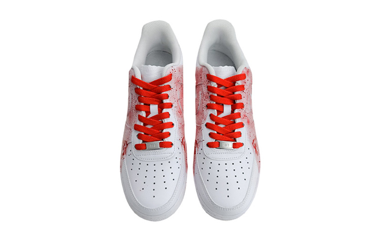 Shop 【定制球鞋】Nike Air Force 1 Low 是在玩鞋 礼盒 灯带 倒V泼墨 玫瑰 低帮 板鞋 GS 白红