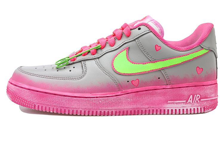 Buy 나이키 에어포스1 로우 '안전핀 하트' (회/핑/녹) CW2288-111(Team拾玖-荧光绿粉心S-BOX)